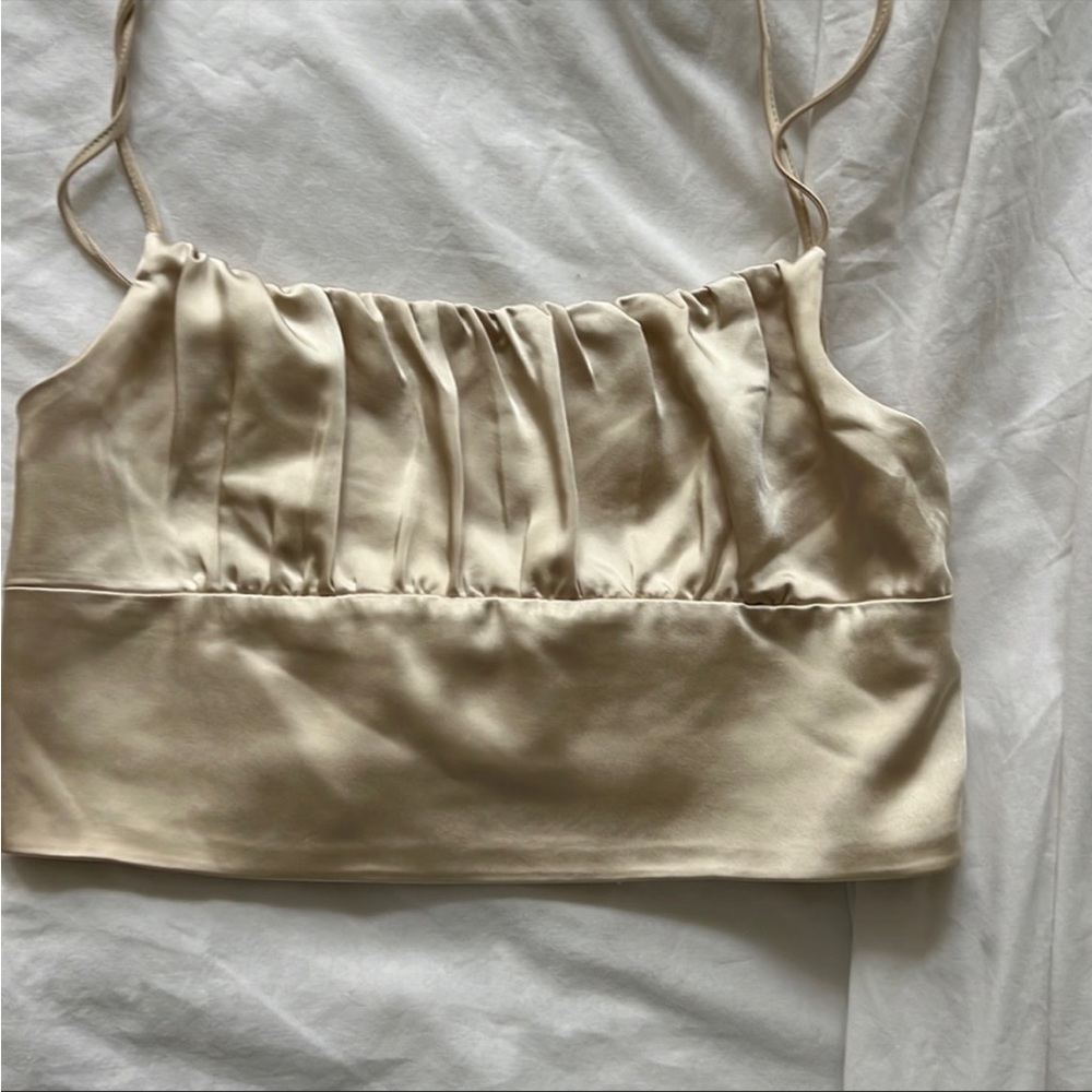 Zara champagne satin tank top